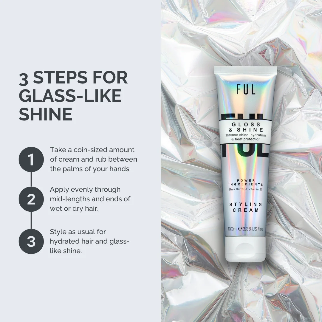 FUL Gloss and Shine Styling Cream 100ml – Lightweight Anti-Frizz, Heat Protection, Hydration & Radiant Shine - Image 3