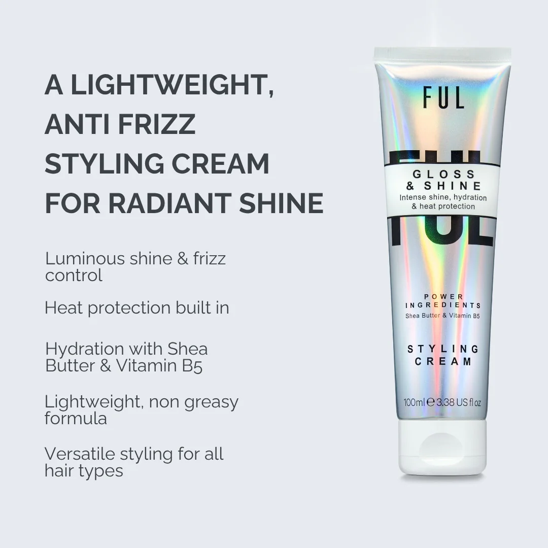 FUL Gloss and Shine Styling Cream 100ml – Lightweight Anti-Frizz, Heat Protection, Hydration & Radiant Shine - Image 5