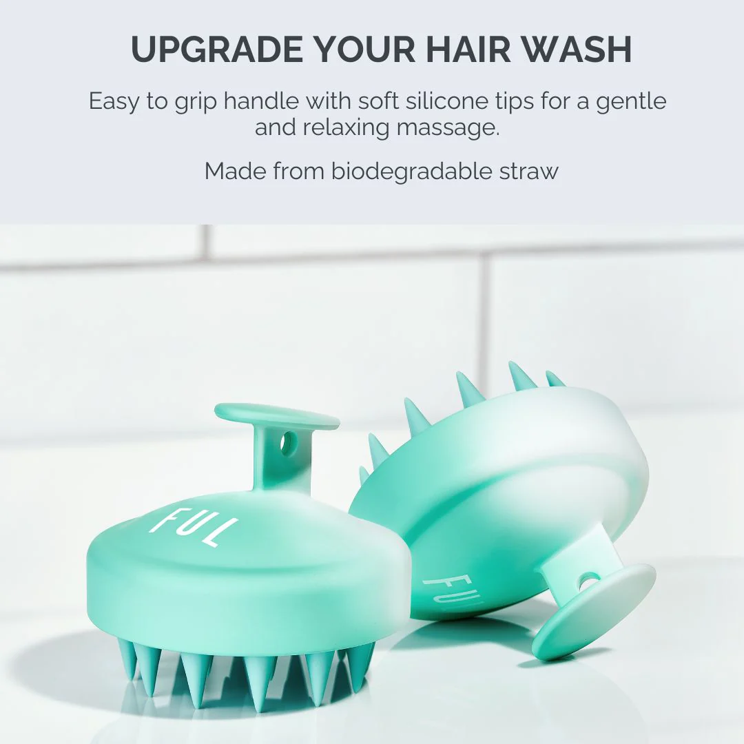 FUL Scalp Massager Brush Turquoise – Silicone Exfoliator For Hair Growth, Flakes & Deep Cleansing - Image 3